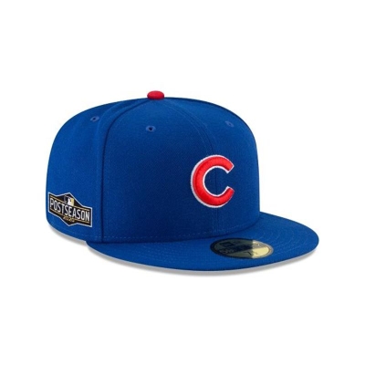 Blue Chicago Cubs Hat - New Era MLB Postseason Side Patch 59FIFTY Fitted Caps USA3196278